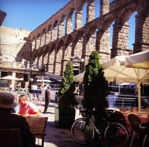First cafe stop after a spin in the Aquaducto, Segovia